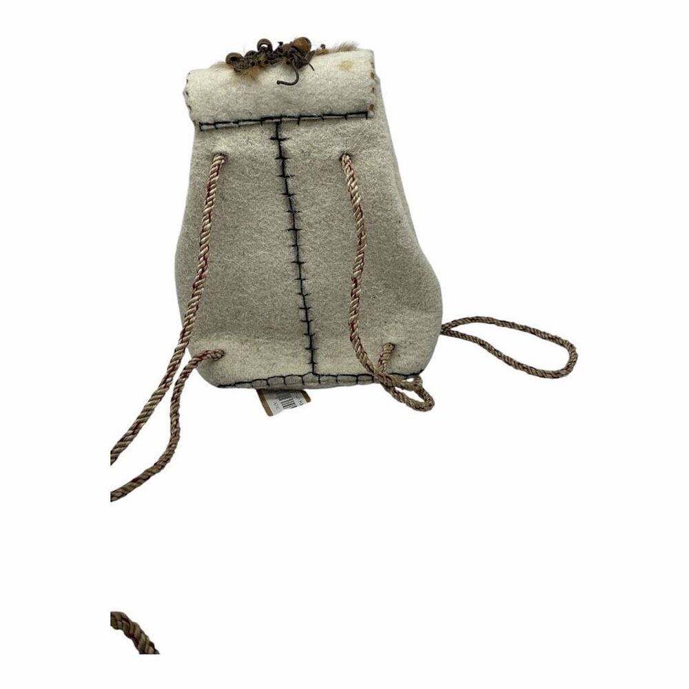 Brand New Women's Mongolian Style Felt Bag Handmade Drawstrings Beaded